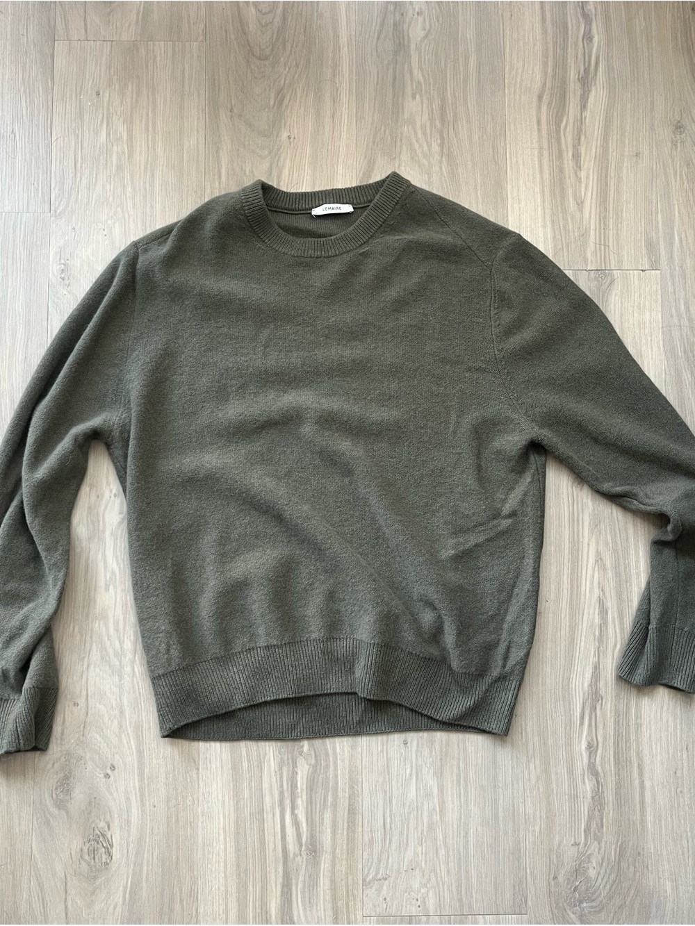 Lemaire Men's Olive Green Crewneck Sweater